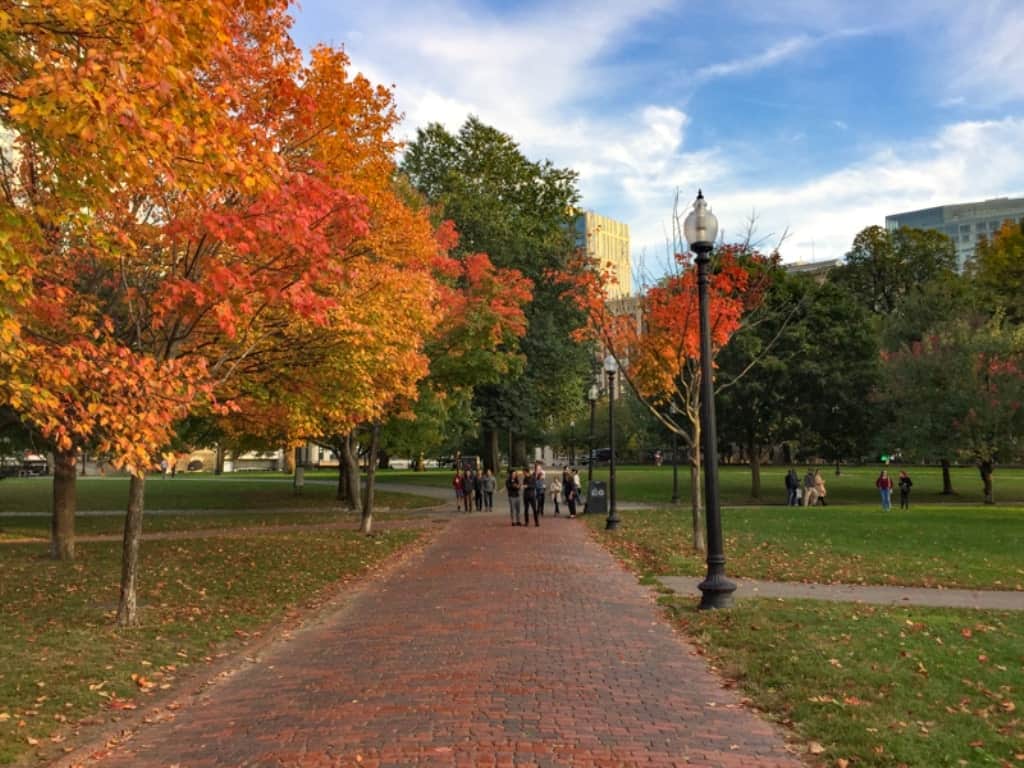 Boston Common in fall - weekend getaway trip in New England